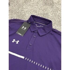 Under Armour Mens UA Vanish Polo Shirt Purple Short Sleeve Loose Fit MD‎ New